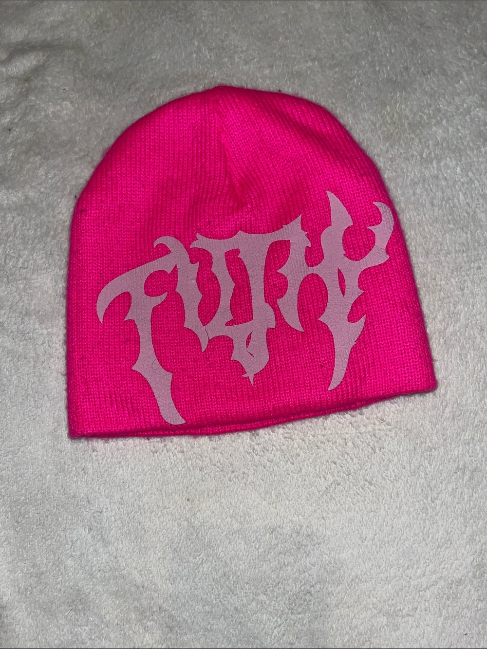 Kids Hot Pink Graphic Beanie Hat
